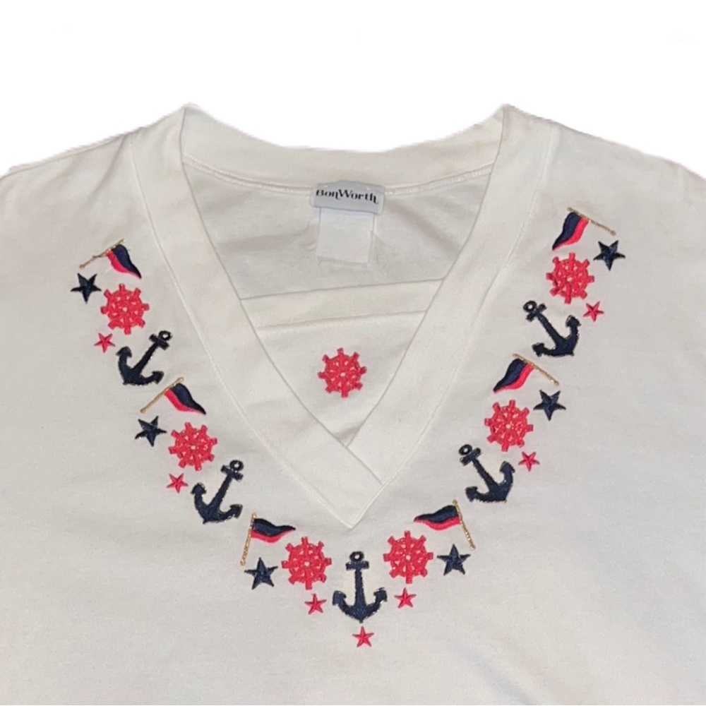 Vintage bonworth white embroidered sailor shirt
